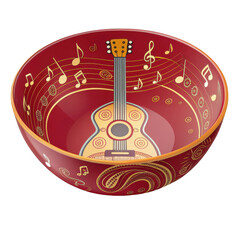 Guitar music notes bowl decorative artistic object