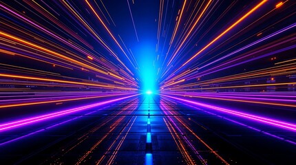 Abstract data streams with hyper speed and neon lights