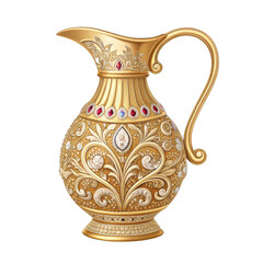 Jug with ornate gold metalwork and gemstone embellishments