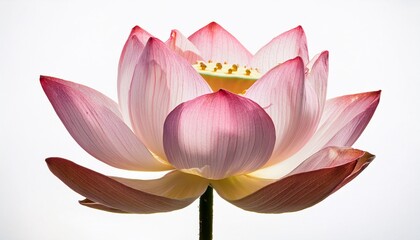 Pink Lotus Flower Blossom on White Background Close up of Water Lily Petals