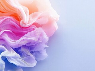 Abstract image of flowing fabric in a gradient of colors, with soft lighting and a minimalist background.