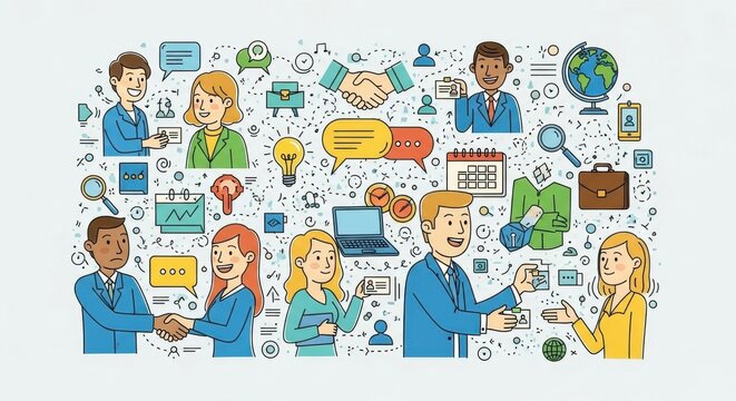 Diverse team collaborating globally for business success through strategic planning and seamless