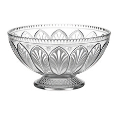 Crystal bowl with intricate fan pattern on pedestal base