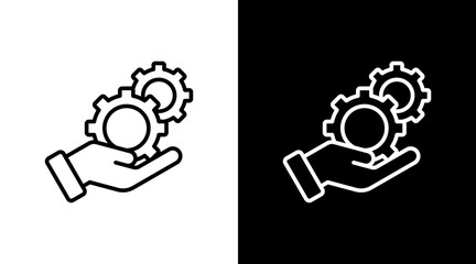 Hand With Gear With Icon Set Design