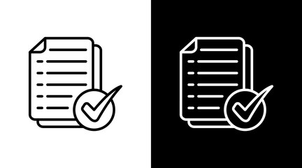 Document With Checkmark With Icon Set Design