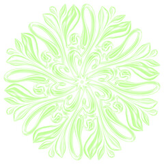 Floral Mandala Element with Delicate Petals and Leaves