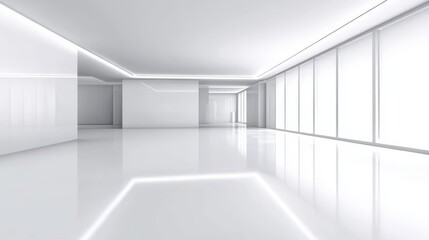 Fototapeta premium Inviting creativity in an empty white apartment.