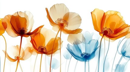 The delicate strokes of watercolor bring life to a summer garden filled with colorful blooms.