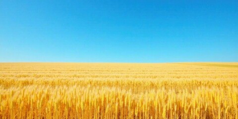 Golden Wheat Field Under a Vast Azure Sky A Serene Summer Landscape