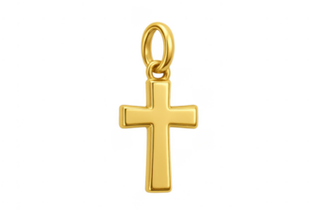 Golden christian cross pendant representing faith and religion