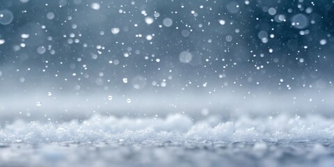 Fototapeta premium Snow Storm Raindrops create a serene atmosphere against a blurred backdrop of water.
