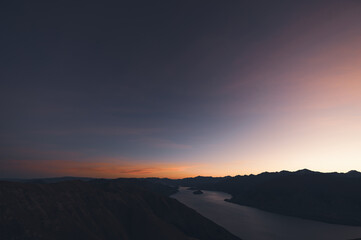 Sunset Over Lake Wanaka from Isthmus Peak, New Zealand