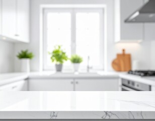 Macro-style counter detail with soft home blur white