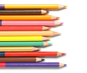 Fototapeta premium Double-ended colorful pencils on white background