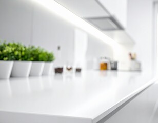 Bright counter detail with low-contrast kitchen blur white
