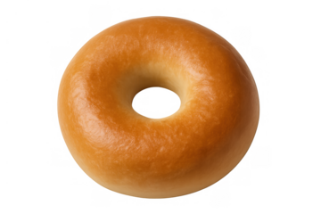 Plain bagel representing a classic breakfast choice, ring-shaped baked good for snack or meal, transparent background
