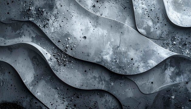 rough lunar or concrete surfaces, featuring overlapping waveforms in a monochromatic gray palette. This modern and industrial design is ideal for creative projects as a backdrop, wl