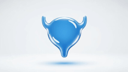 Abstract 3D illustration of a blue tooth symbol with water drops and a toothbrush icon isolated on a white background