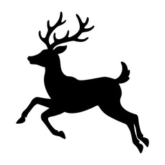 Silhouette of a reindeer jumping christmas holiday animal vector graphic illustration design element isolated on white