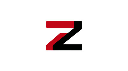 Modern abstract red and black stylized letter Z symbol or graphic design element on a clean white background, digital initial concept.
