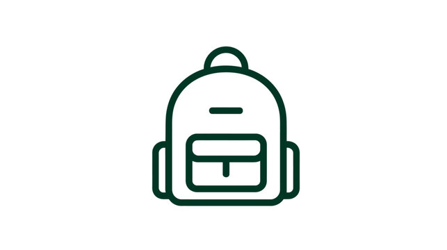 Minimalist backpack line art icon for travel, school, or outdoor adventures. Simple outline graphic of a rucksack or knapsack.