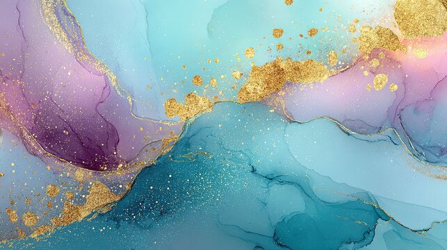 Oceanic Marble Depth Background, Pastel and gold tones merge like waves meeting the sand. It feels deep, natural, and timeless with rich mineral beauty.