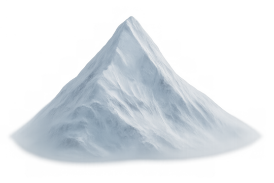 Snow mountain peak on transparent background portraying winter landscape and cold weather themes