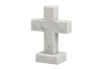Marble cross symbol standing on transparent background