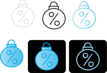 Christmas sale bauble icon set with a percentage symbol for holiday discounts. 