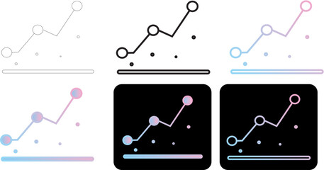 Minimalist Infographic Line Chart Icons Set Featuring Dots and Upward Trends