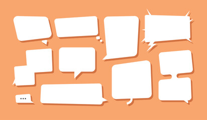 Set of rectangular speech bubbles. Various shapes. Vector illustration.