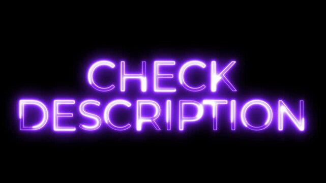 Check Description Neon Typography Animation