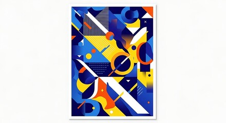 Abstract geometric art with vibrant colors and dynamic shapes composition
