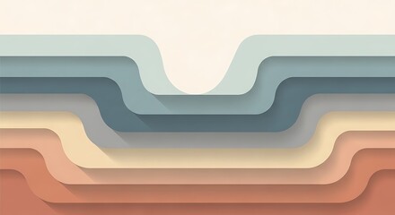 Abstract layered design with curved edges in pastel colors and subtle shadows