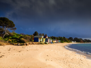 Dark Sky Over Beach Huts