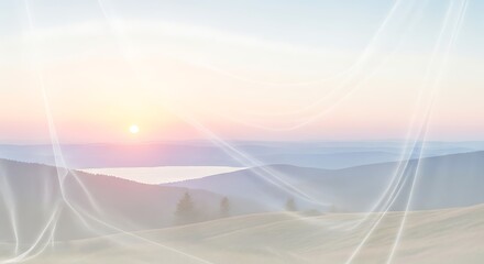 Desert landscape with soft light and abstract lines at sunset