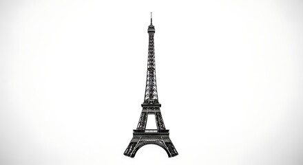 Eiffel tower isolated on white background architectural structure concept
