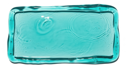 Blue square with water dripping from it. isolated illustration on transparent background PNG