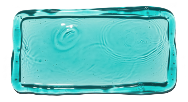 Blue square with water dripping from it. isolated illustration on transparent background PNG - Powered by Adobe