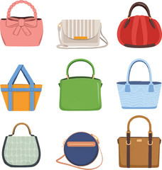 set of colorful bags