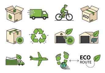 Eco-friendly transportation and sustainable delivery route illustration.