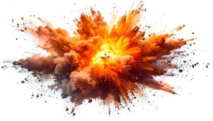 A vibrant, exploding burst of orange and yellow light, expanding from a central core