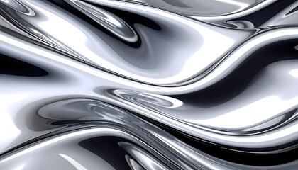 Abstract, sleek, and fluid digital art piece with a metallic appearance