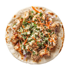 Grilled Chicken Wrap with Fresh Vegetables and Creamy Sauce in a Tortilla on transparent background