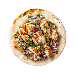 Grilled Chicken Wrap with Fresh Vegetables in a Soft Tortilla on transparent background