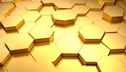 Golden hexagonal pattern, a symbol of elegance and futuristic design. These honeycombs shimmer with a lustrous gold sheen