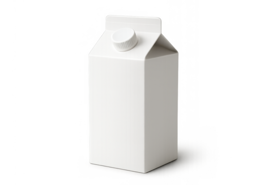 Blank white carton packaging with cap offering a clean template for branding, perfect for milk, juice, or other liquid products