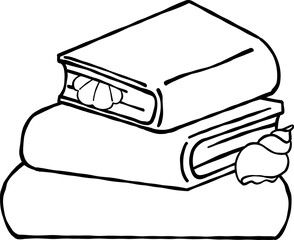 Summer Reading Bookish Outline Beach Theme Books Stack Cartoon Hand Drawn