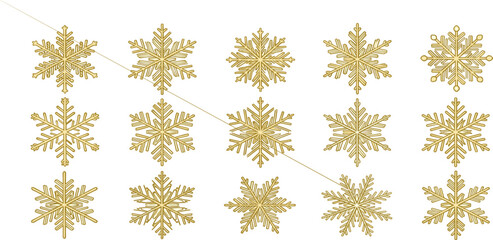 Golden Snowflake Collection Intricate Winter Designs for Festive Holiday Projects