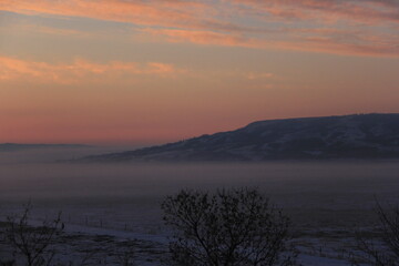 Crisp and Cold Sunrise in the Fog Covered Valley.